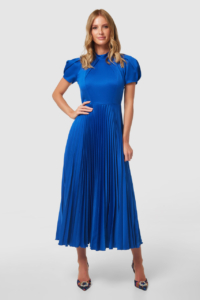 Closet London Royal Blue Pleated A- line Dress