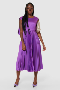 Closet London Purple Pleated Dress