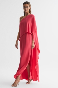 Jordyn – Coral Off-Shoulder Cape Maxi Dress