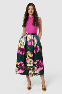 Closet London Pink  2-in-1 Floral Print  Skirt Dress