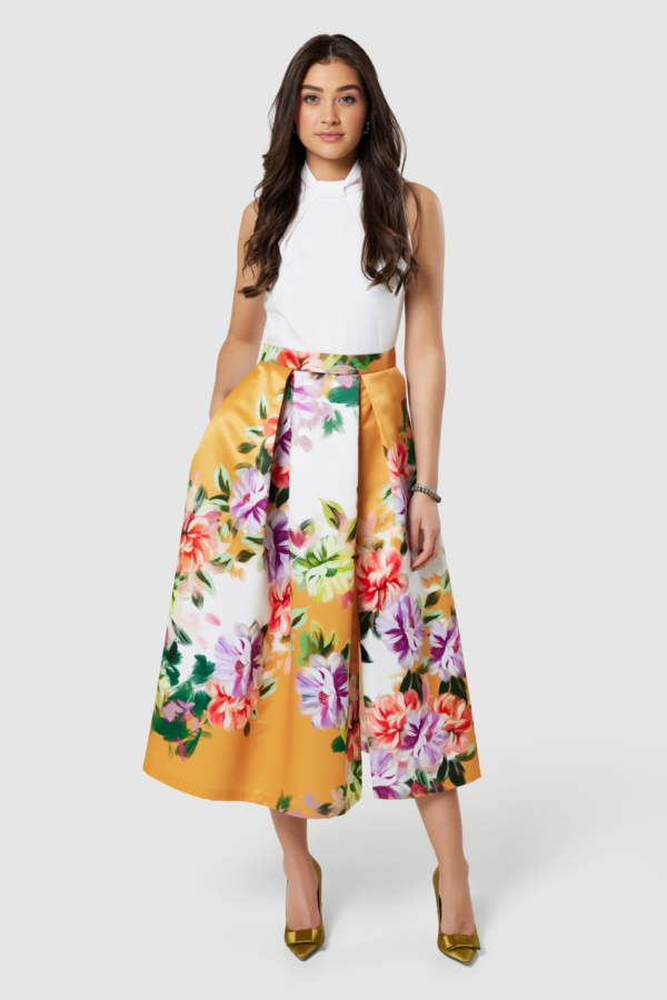 Closet London Orange 2 in 1 Floral Print  Skirt Dress