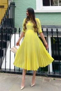 Closet London Lemon Yellow  A-line Pleated Dress