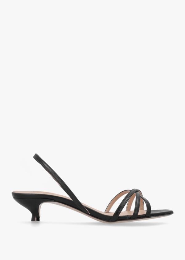 DANIEL Akittie Black Leather Kitten Heel Sandals Colour: Black Leather