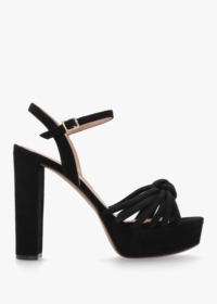 DANIEL Aknot Black Suede Platform Heeled Sandals Size: 41, Colour: Bla