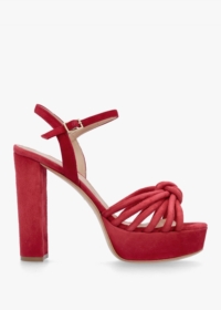 DANIEL Aknot Red Suede Platform Heeled Sandals Size: 41, Colour: Red S