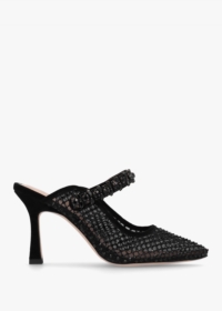 DANIEL Alma Black Crystal Mesh Heeled Mary Janes Size: 38, Colour: Bla