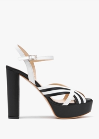 DANIEL Avery Black & White Leather Platform Heeled Sandals Size: 40, C