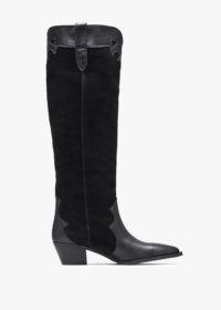 DANIEL Bandana Black Suede & Leather Western Knee Boots Colour: Black