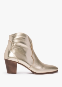 DANIEL Barara Gold Leather Western Ankle Boots Size: 41, Colour: Gold