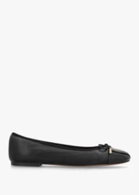 DANIEL Iball Black Leather Patent Toe Cap Ballet Pumps Colour: Black L