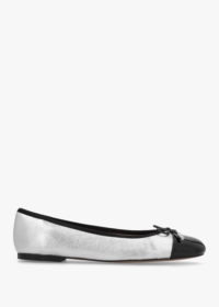 DANIEL Iball Silver Leather Patent Toe Cap Ballet Pumps Size: 41, Colo