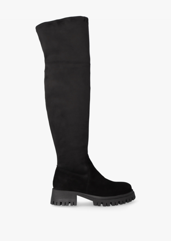 DANIEL Larisa Black Suede Stretch Over The Knee Boots Size: 41