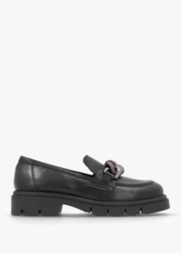 DANIEL Lisbon Black Leather Link Chain Chunky Loafers Colour: Black Le