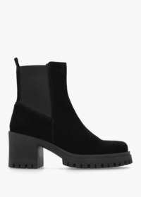 DANIEL Luxor Black Suede Block Heel Chelsea Boots Size: 41, Colour: Bl