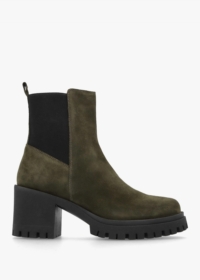 DANIEL Luxor Green Suede Block Heel Chelsea Boots Size: 41, Colour: Gr