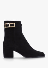 DANIEL Pearl Black Suede Block Heel Ankle Boots Size: 41, Colour: Blac