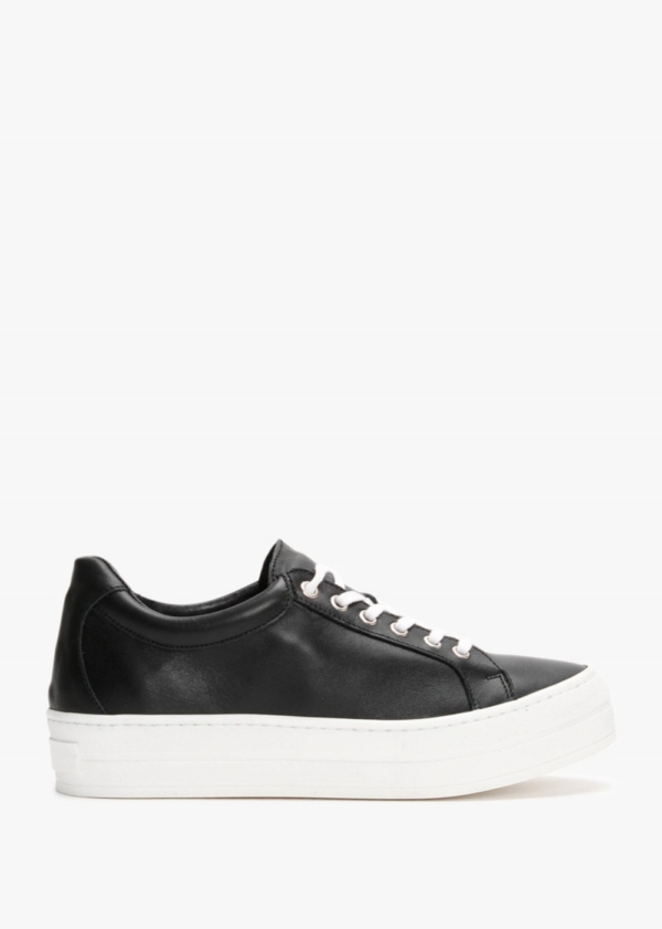 DANIEL Piccadilly Circus Black Leather Flatform Trainers Colour: Black