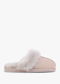 DANIEL Shut Taupe Sheepskin Twinface Slippers Size: 36, Colour: Taupe