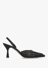 DANIEL Tiffi Black Leather Woven Sling Back Mid Heel Shoes Colour: Bla