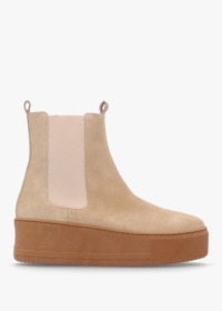 DANIEL Tred Beige Suede Flatform Chelsea Boots Colour: Beige Suede, Si