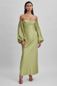 Significant Satin Off-The-Shoulder Maxi Dress