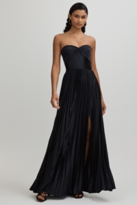 Amur Satin Pleated Maxi Dress