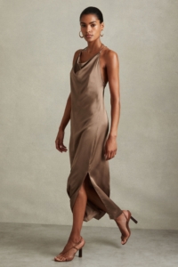 Lilah – Mink Satin Cowl Neck Maxi Dress