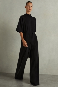 Ruby – Black Topstitched-Cady Jumpsuit