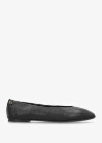 EMPORIO ARMANI Black Leather Square Toe Ballet Pumps Colour: Black Lea