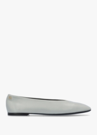 EMPORIO ARMANI Grey Leather Square Toe Ballet Pumps Size: 40, Colour: