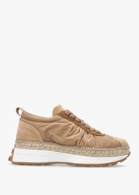 Gaimo Kea Beige Ruched Suede Trim Trainers Size: 41, Colour: Tan Fabri