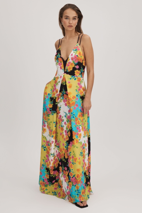 Florere Printed Dual Strap Maxi Dress