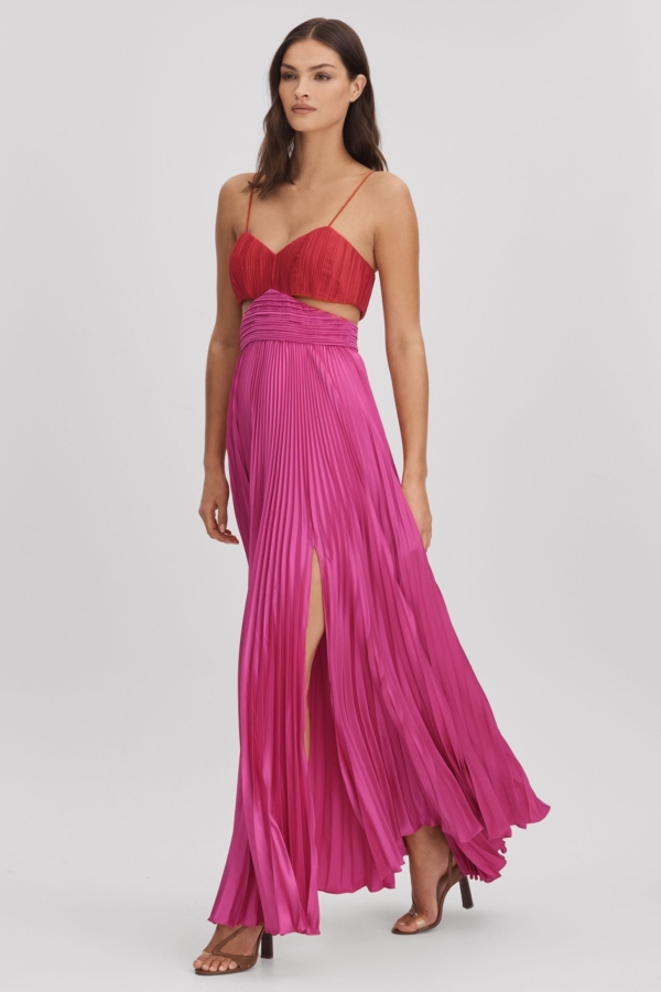 Amur Pleated Cut-Out Maxi Dress