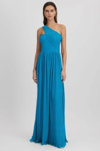 Amur One Shoulder Pleated Maxi Dress