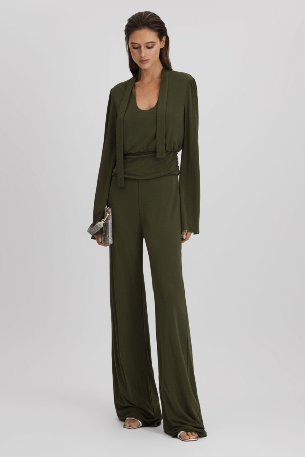 Halston Seaweed Wide Leg Jumpsuit