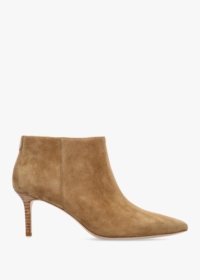 LAUREN RALPH LAUREN Lizie Camel Suede Heeled Ankle Boots Size: 3, Colo