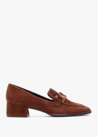 LUCA GROSSI Tan Suede Block Heel Loafers Size: 40, Colour: Tan Suede