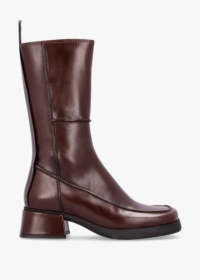 MIISTA Alzira Brown Black Leather Mid-Calf Boots Size: 41, Colour: Bro