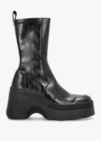 MIISTA Deandra Black Leather Chunky Calf Boots Colour: Black Leather,