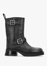 MIISTA Renate Black Leather Biker Boots Colour: Black Leather, Size: 4