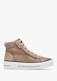 MODA IN PELLE Annaken Taupe Leather High Top Trainers Size: 40, Colour