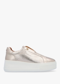 MODA IN PELLE Auben Gold Leather Flatform Trainers Size: 41, Colour: G