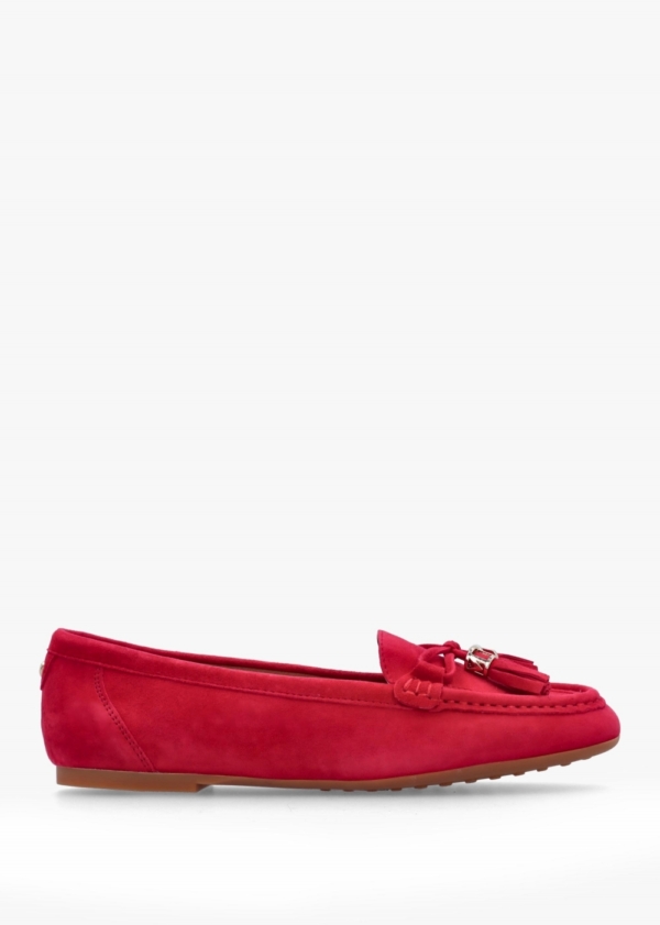 MODA IN PELLE Famina Red Suede Tassel Loafers Size: 41