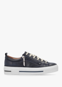 MODA IN PELLE Filician Navy Leather Side Zip Trainers Size: 41, Colour