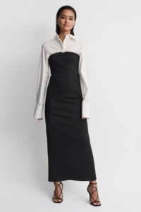 Anna Quan Hybrid Shirt Jersey Maxi Dress