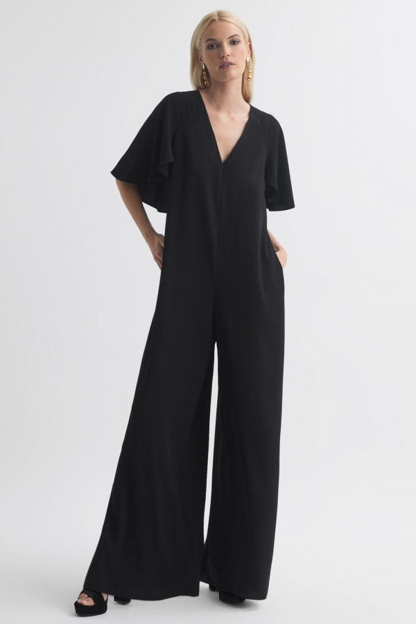 Florere - Relaxed Fit Cape Sleeve Jumpsuit