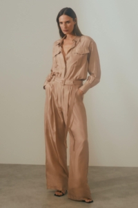 Atelier – Camel Belted Wide Leg Jumpsuit