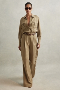 Liliana – Khaki Lyocell Wide Leg Jumpsuit