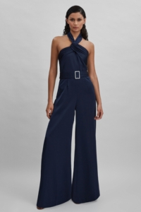 Halston Satin Halter Neck Jumpsuit