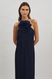 Halston Rosette Maxi Dress